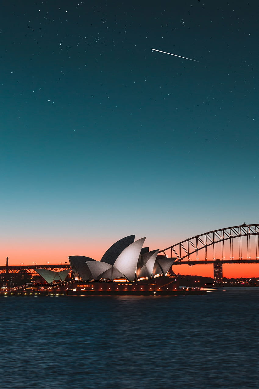 Città, Sydney, Città di notte, Ponte, Porto, Australia, Sydney Opera House Sfondo del telefono HD