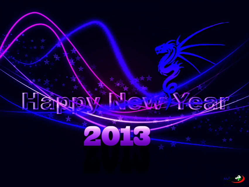 .Happy New Year 2013.ヅ, blue, colorful, stars, holiday, abstract, bright, dragon, happy, New Year 2013, other, creative pre-made, celebration, purple, love four seasons, collages, 2013, xmas and new year HD wallpaper