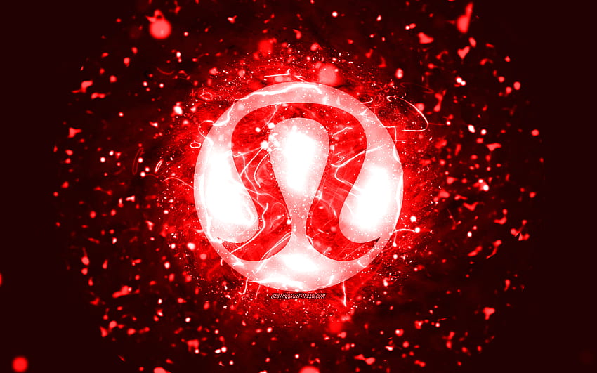 Lululemon Athletica red logo, , red neon lights, creative, red abstract background, Lululemon Athletica logo, brands, Lululemon Athletica HD wallpaper