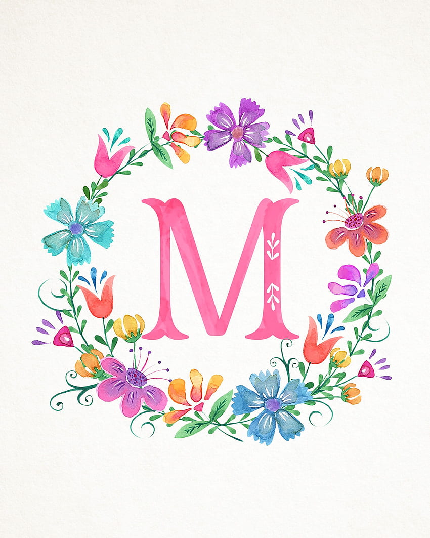 TCM Floral Wreath Monograms 2.400 × 3.000 Piksel Monogram, Cute Letter M fondo de pantalla del teléfono