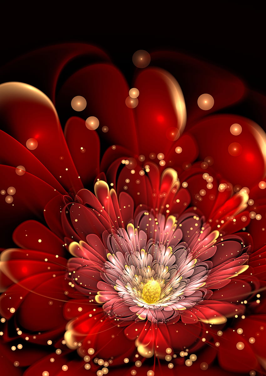 fractal, resumen, flor, brillo, brillantez, forma fondo de pantalla del teléfono