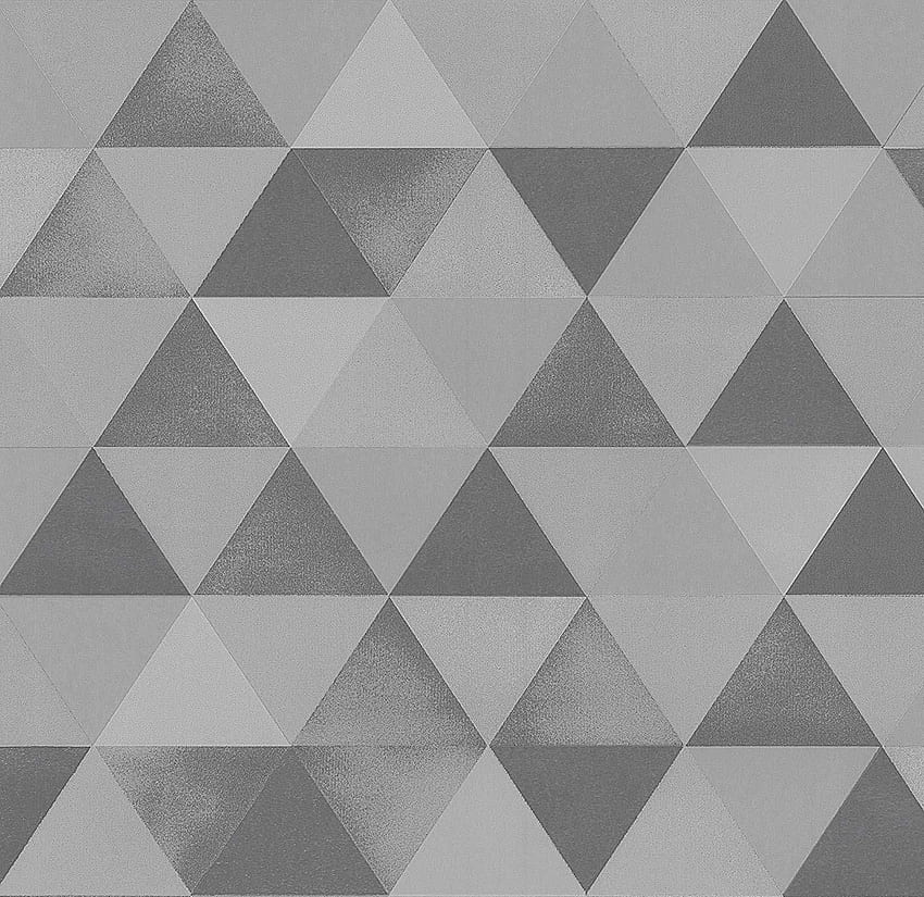 P S Abu-abu Perak Segitiga Geometris Vinyl Dinding Pasta Bertekstur Metalik Wallpaper HD