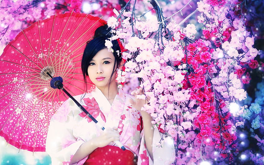 Asiatische Sonnenschirme. Asiatische, japanische Regenschirme HD-Hintergrundbild