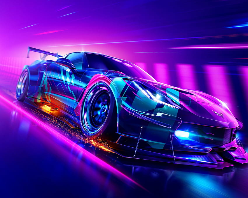 Car, neon, Chevrolet Corvette, race cars • For You For & Mobile, Dope ...