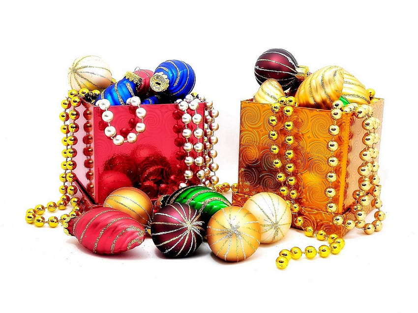Festas, Decorações, Decorações de Natal, Brinquedos para Árvores de Natal, Caixas, Variedade, Diversidade papel de parede HD