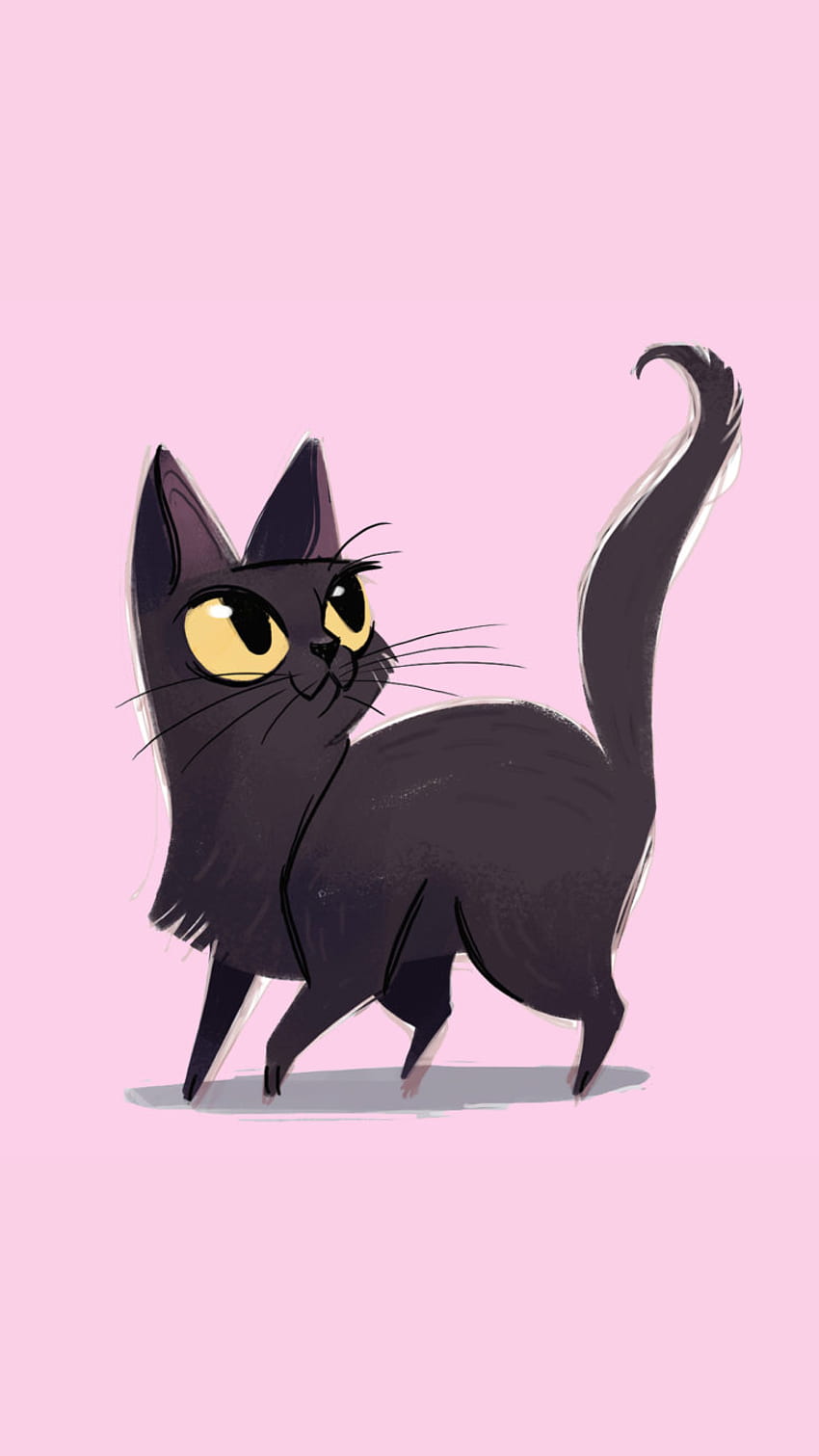 M56JVH1 かわいい漫画の猫、かわいい黒猫の漫画 HD電話の壁紙