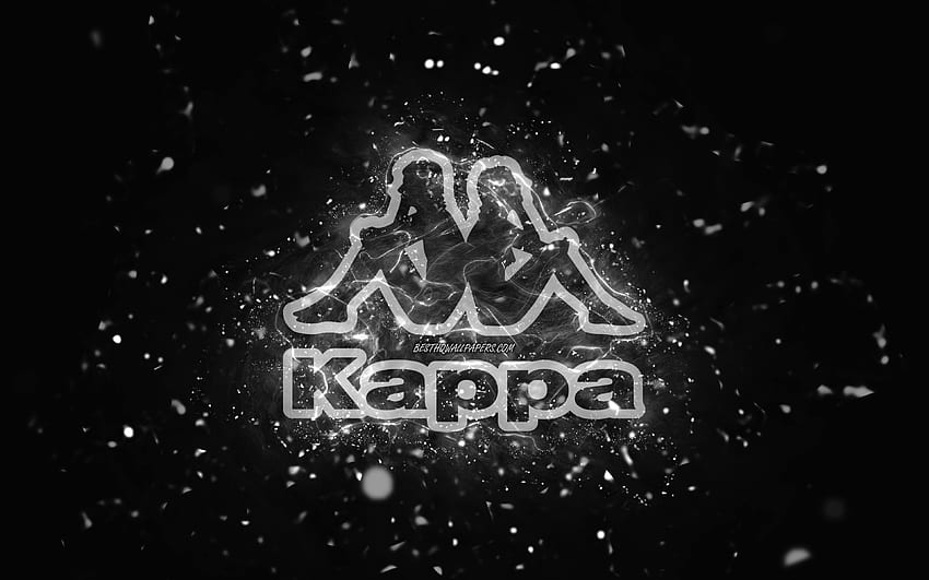 Kappa white logo, , white neon lights, creative, black abstract ...