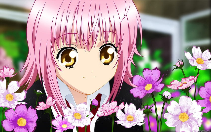 Anime, Flores, Sorriso, Menina, Bonita papel de parede HD