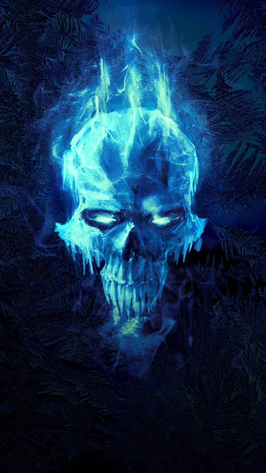 Flaming Skull, Green Flaming Skull HD phone wallpaper