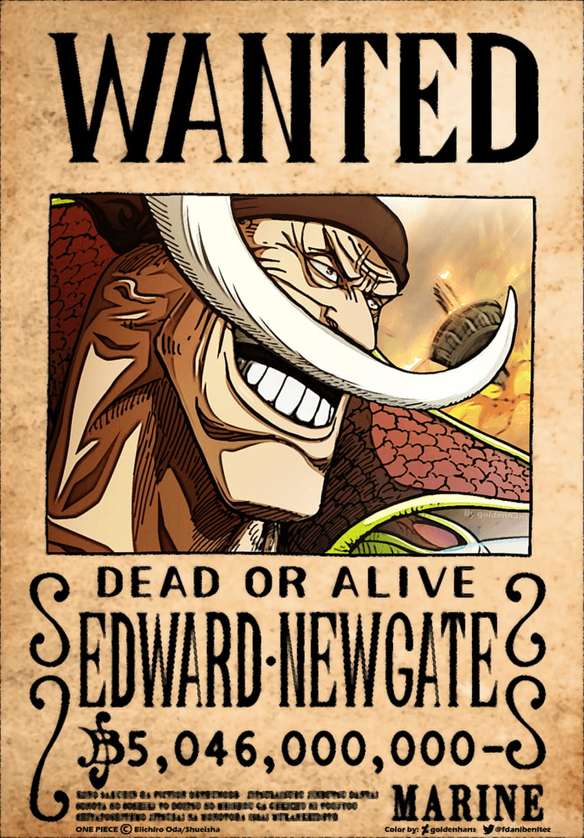 Edward Newgate - WANTED // One Piece капачка. 957. Едно парче рисунка, Едно парче награди, Едно парче, Ussop Bounty HD тапет за телефон