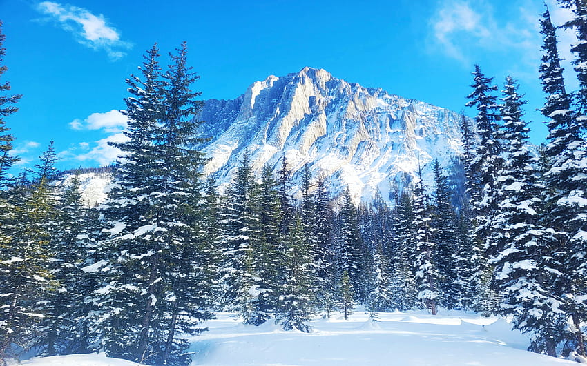 Elk Lakes Provincial Park, British Columbia, montanha, neve, inverno, paisagem, céu, Canadá papel de parede HD