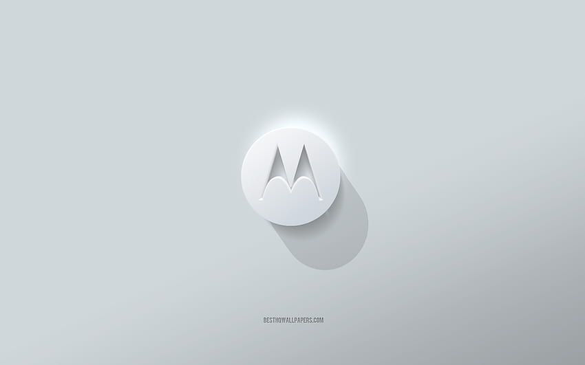 Logotipo de Motorola, blanco, logotipo de Motorola en 3d, arte en 3d, Motorola, emblema de Motorola en 3d fondo de pantalla