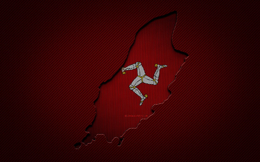 Isle of Man map, , European countries, Isle of Man flag, red carbon background, Isle of Man map silhouette, Europe, Isle of Man, flag of Isle of Man HD wallpaper