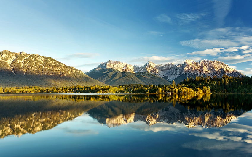 Върхове, природа, планини, връх, езеро, отражение HD тапет