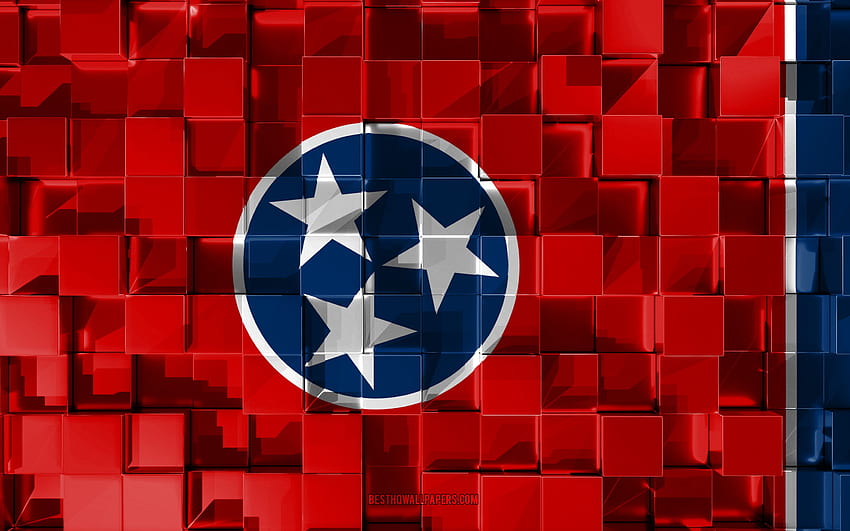 Flag of Tennessee, 3D flag, US state, 3D cubes texture, Flags of American states, 3D art, Tennessee, USA, 3D texture, Tennessee flag for with resolution . High Quality HD wallpaper