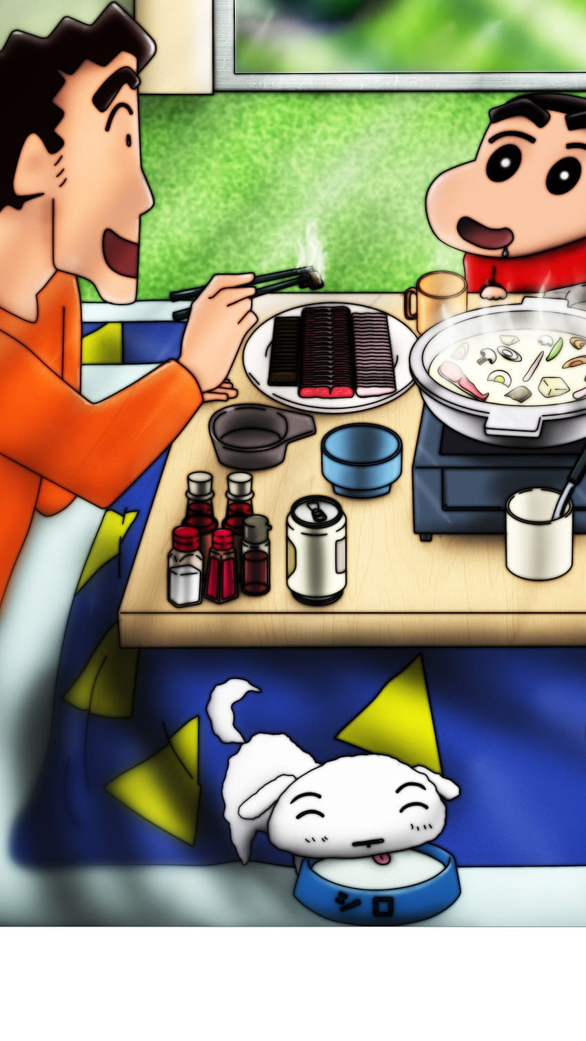 Shinchan Family, Dinner HD phone wallpaper