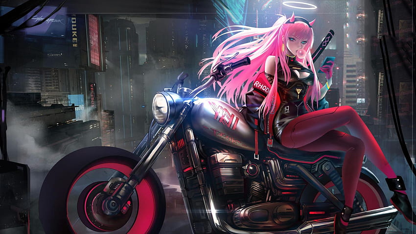 Anime Girl On Bike Art 1440P 해상도, 배경 및 HD 월페이퍼