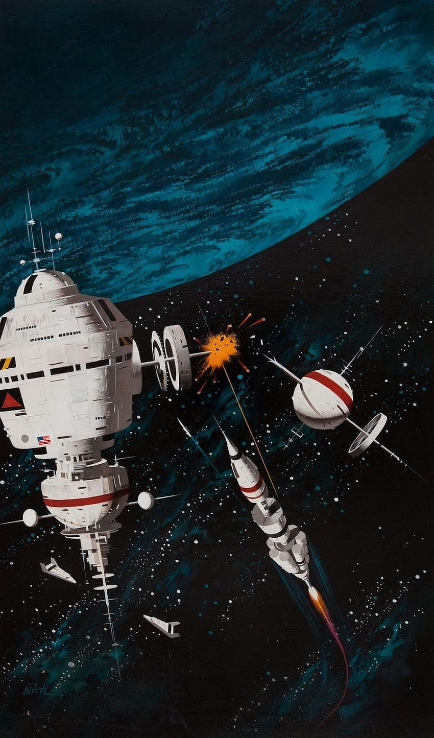 빈센트 디 페이트. 70년대 공상과학 예술, 우주 여행 포스터, 공상과학 예술, 빈티지 공상과학 예술 HD 전화 배경 화면