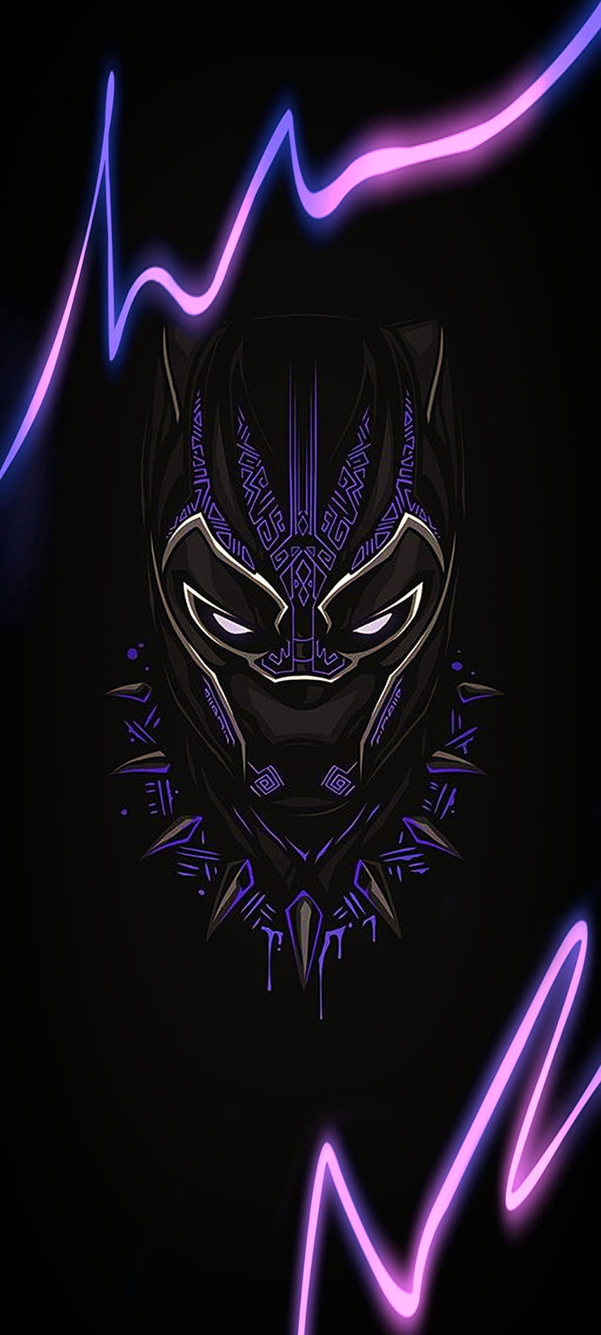Black panther, art, marvel, king, symmetry, legend, purple HD phone wallpaper