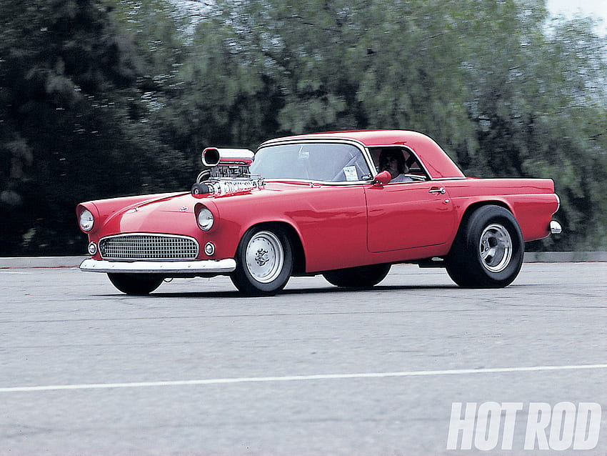 Thunderbird soprado, pneus grossos, ford, motor queimado, vermelho papel de parede HD