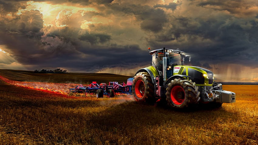 Claas Axion 900 tractor farm landscape . . 46601. UP HD wallpaper