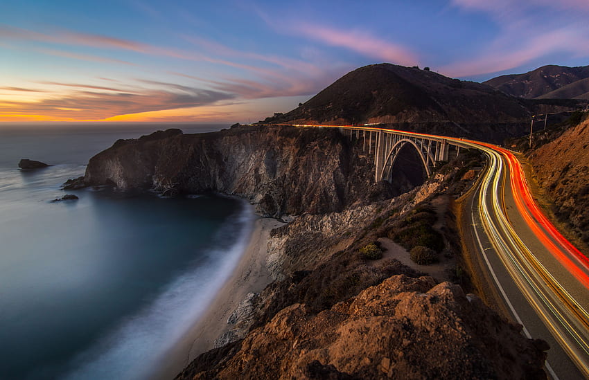 Pacific Coast Highway: Long Exposure Ultra HD wallpaper