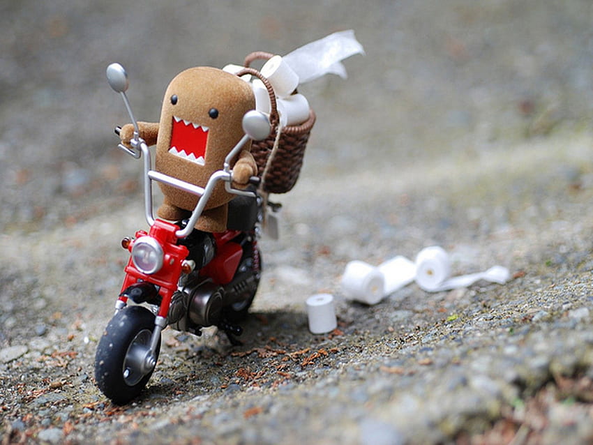 Funny, Toys, Domo Kun, Toilet Paper, Motorbikes, Funny Motorcycle HD wallpaper