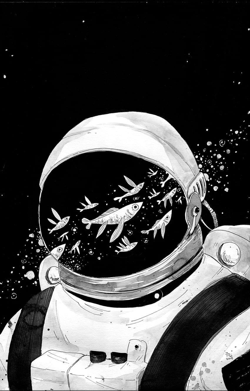 linartwrite. Astronaut art, Space illustration, Art, Astronaut Black and White HD phone wallpaper