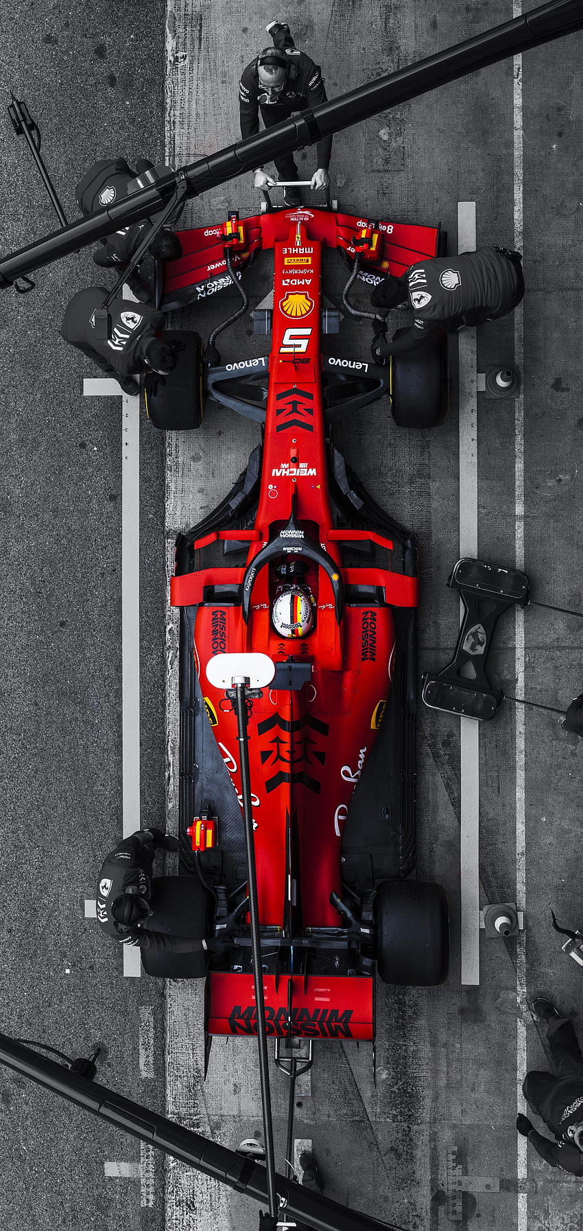 SF90 ของ Sebastian Vettel ใน Pits Mobile วอลล์เปเปอร์โทรศัพท์ HD