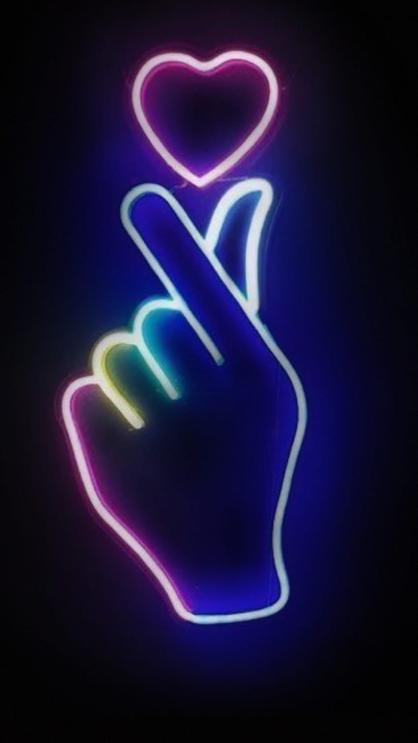 Parmak Kalp, Neon HD telefon duvar kağıdı
