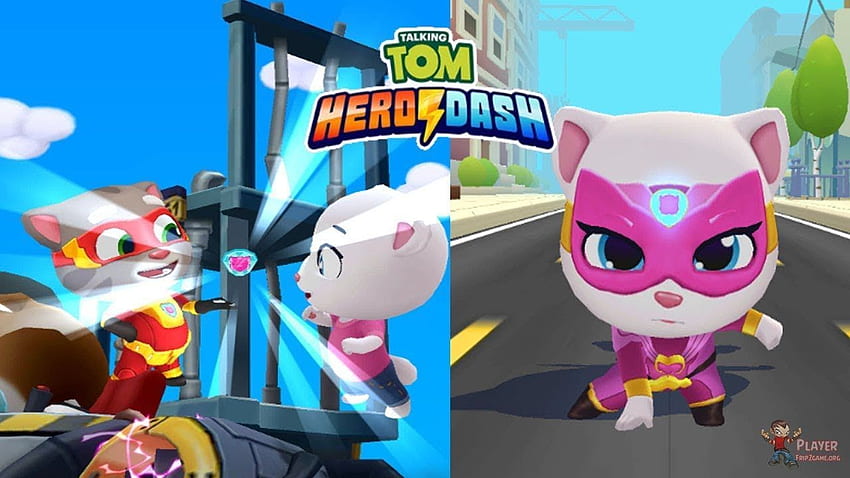 Talking Tom Hero Dash Android ゲームプレイ - Tom Rescue と Unlocked Talking。 トーキング・トム、ヒーロー、ダッシュ、トーキング・アンジェラ 高画質の壁紙