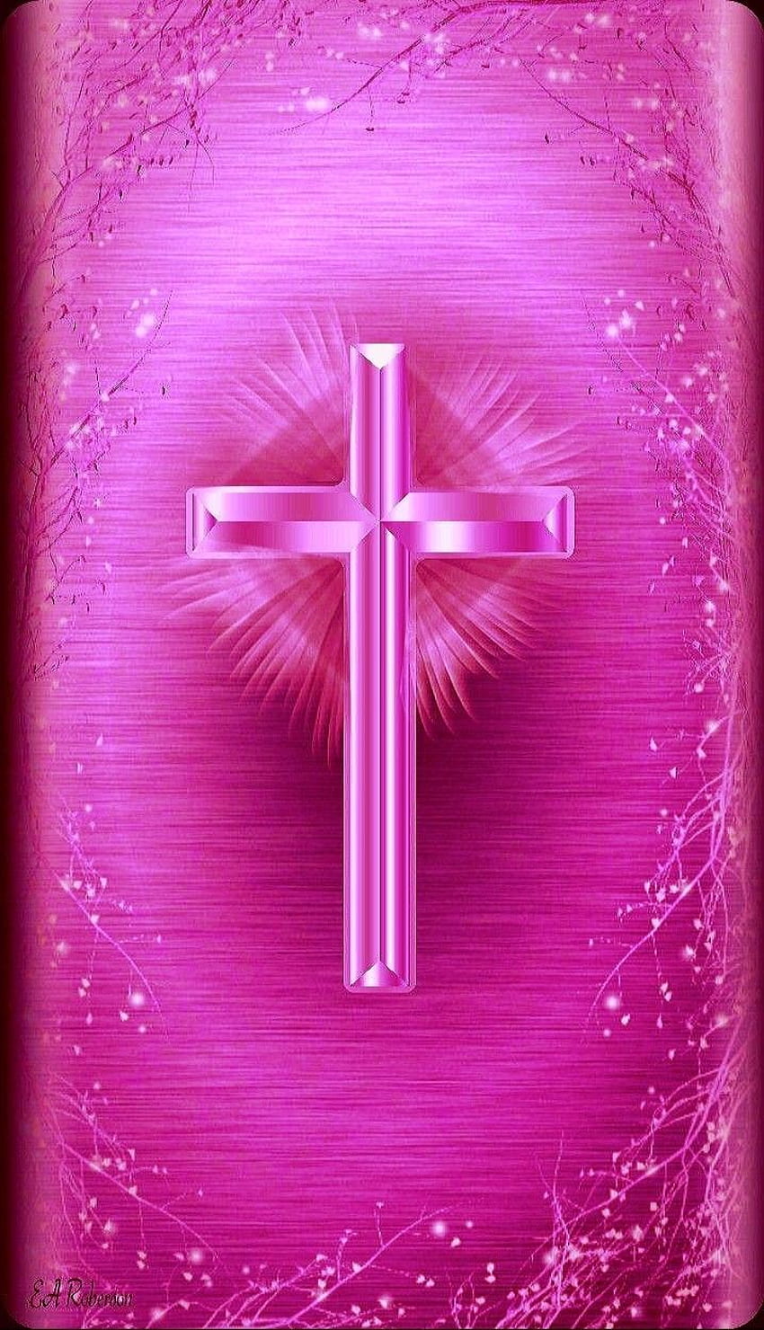 Amy über Jesus. Kreuz, Blumentelefon, Herz, Girly Christian Cross HD-Handy-Hintergrundbild