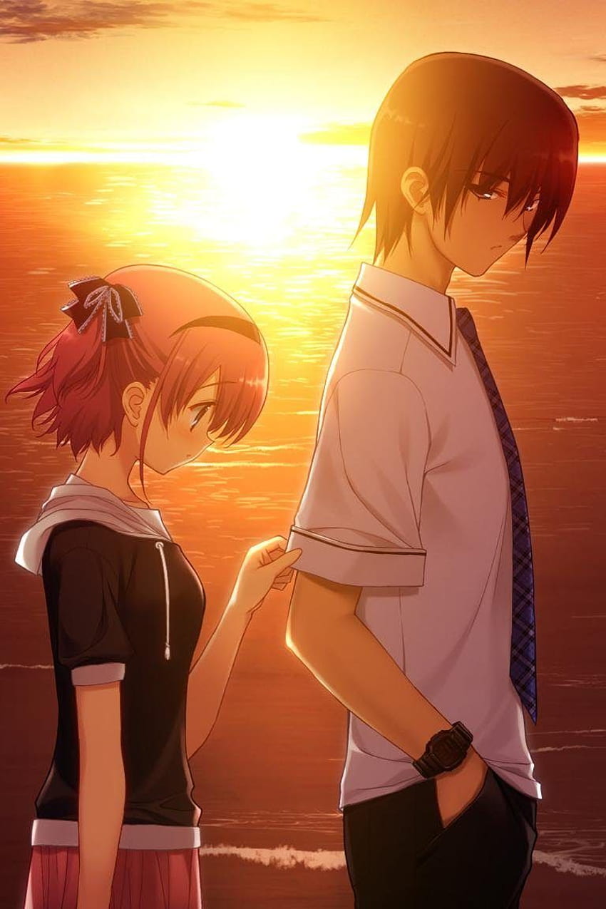 Desktop   Girl Sad Anime Couple Leaving Novocom Topnovocom Top Anime Couple Sunset 