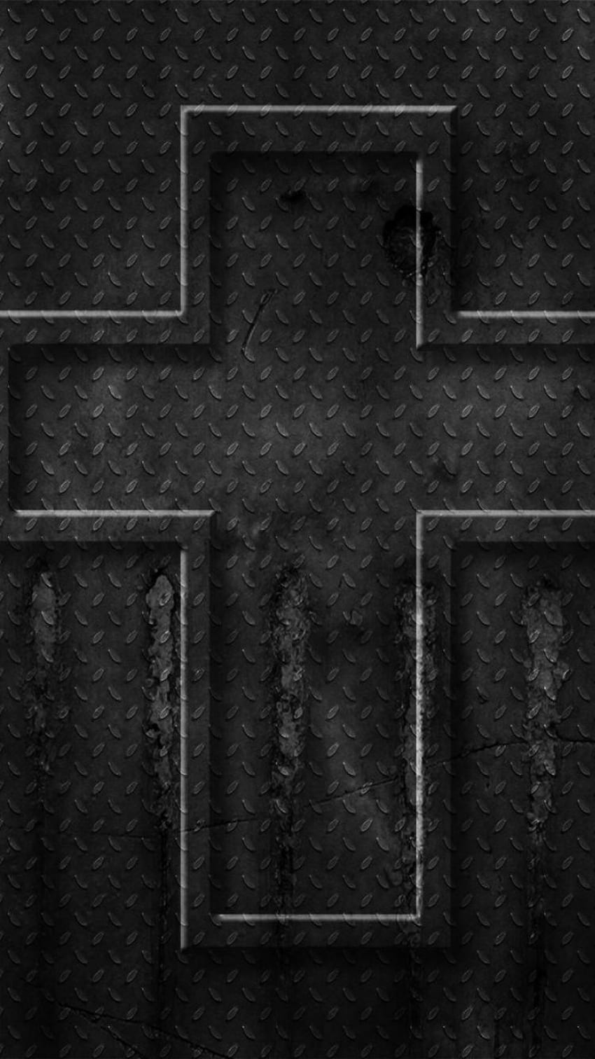 Cruze padrões de design de metal grunge escuro god rust, Cruz Negra Papel de parede de celular HD