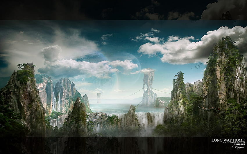 Streng imaginäre Welten - Wunderschöne Fantasiewelt - & Hintergrund, imaginäre Landschaft HD-Hintergrundbild