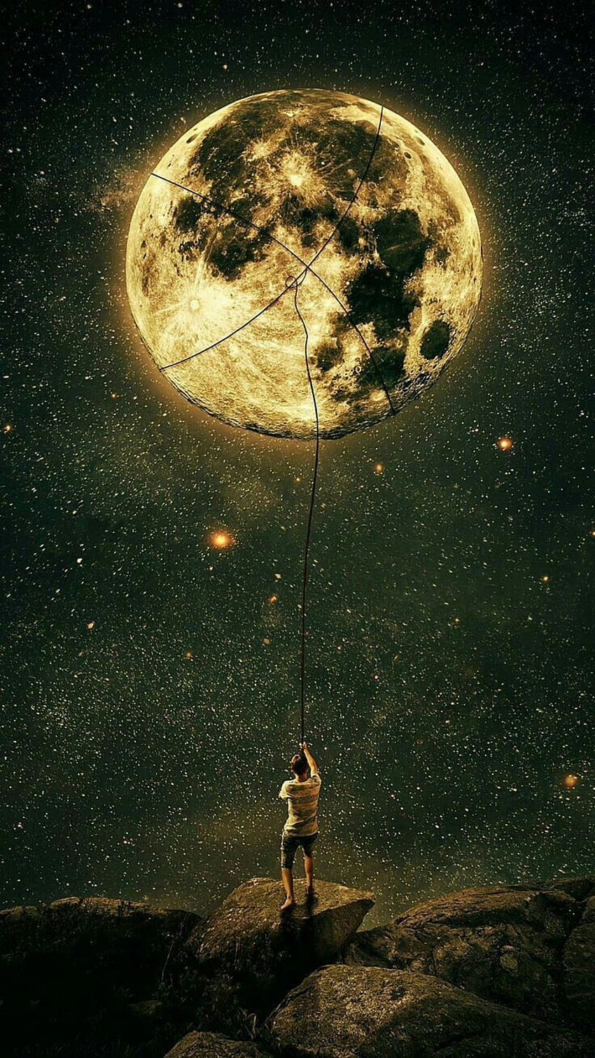 Pulling a lasso over the moon, a creative and urban, Pinterest Moon HD phone wallpaper