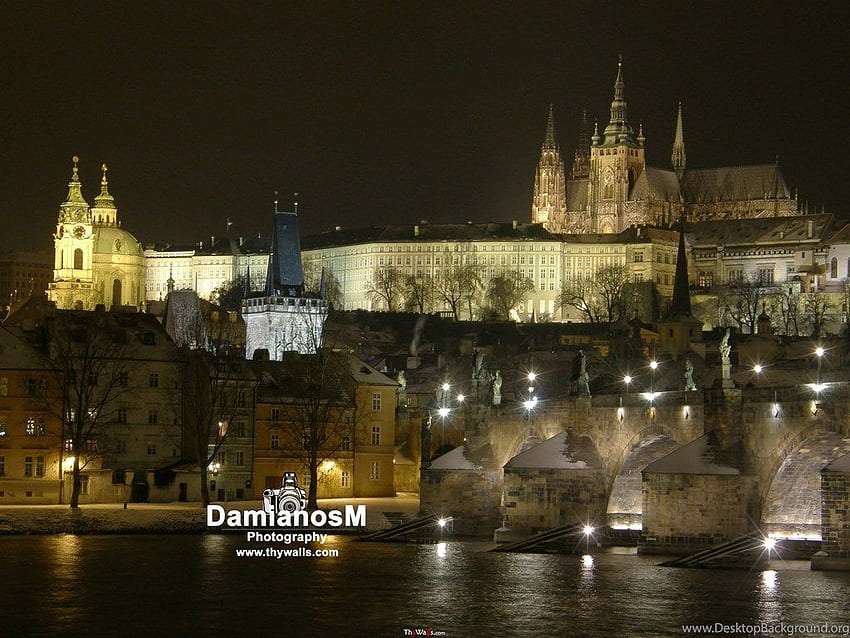 Prag Kalesi Charles Köprüsü HD duvar kağıdı