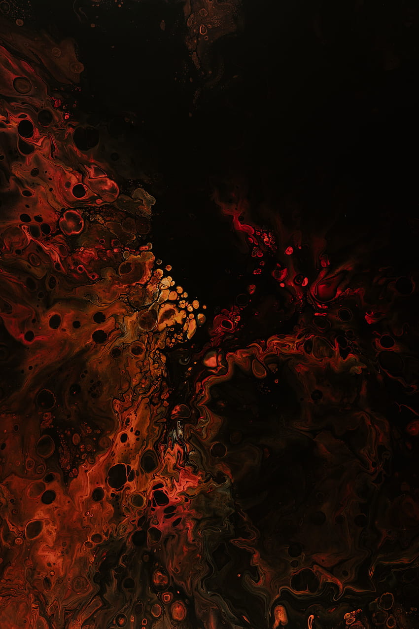 Orange-dark, stains, liquid texture, atwork HD phone wallpaper