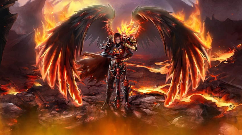 Fallen Angels Animated, Skulls and Dragons HD wallpaper