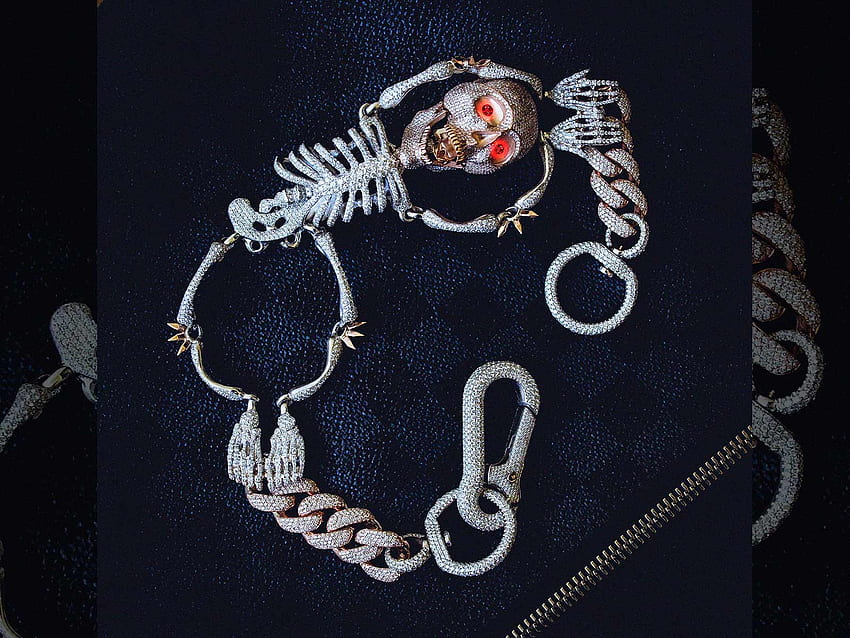 Trippie Redd Drops $100K Bones On Scary Diamond Skeleton Choker, Diamond Chain HD wallpaper