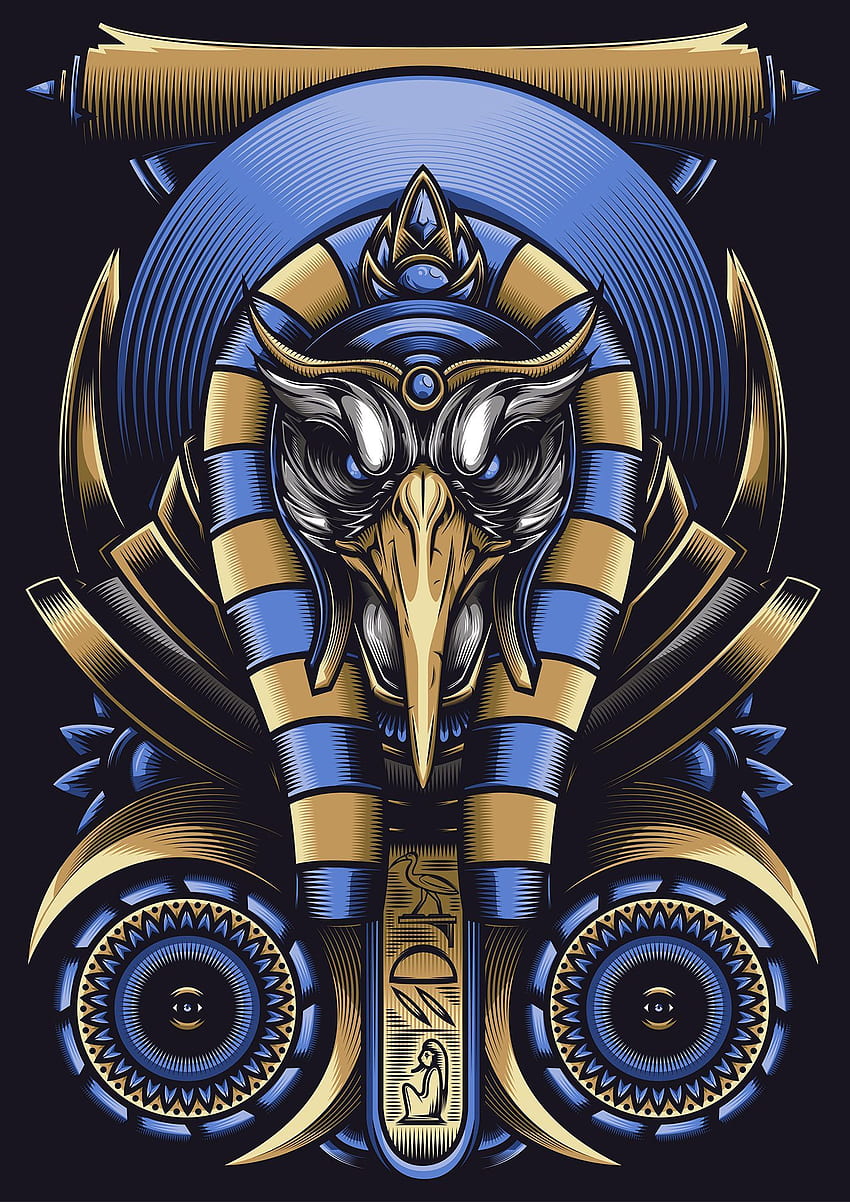 Dieu égyptien Thoth - Illustration vectorielle. Ancien Fond d'écran de téléphone HD