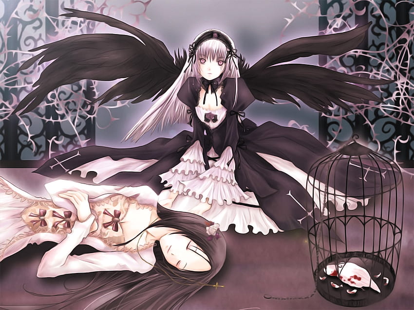 Suigintou and Megu, suigintou, anime, living doll, rozen maiden HD wallpaper