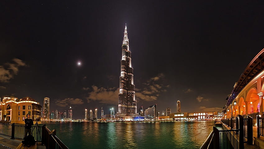 Full burj khalifa illumination wonder travel, Dubai Mall HD wallpaper
