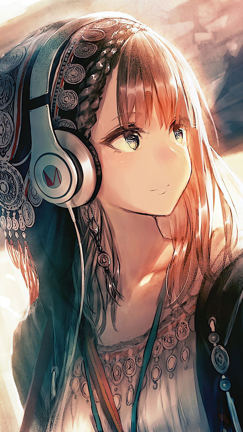 หูฟัง Anime Girl , Girl with Headphones วอลล์เปเปอร์โทรศัพท์ HD
