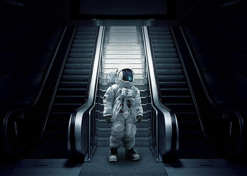 Space Suit, , , Ladder, Stairs, Escalator, Cosmonaut, Spacesuit, Astronaut HD wallpaper