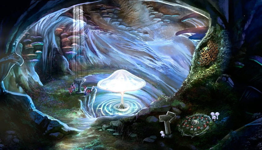 Mushroom Cave Bottom, bunt, kindersicher, Fantasy, Pilz HD-Hintergrundbild