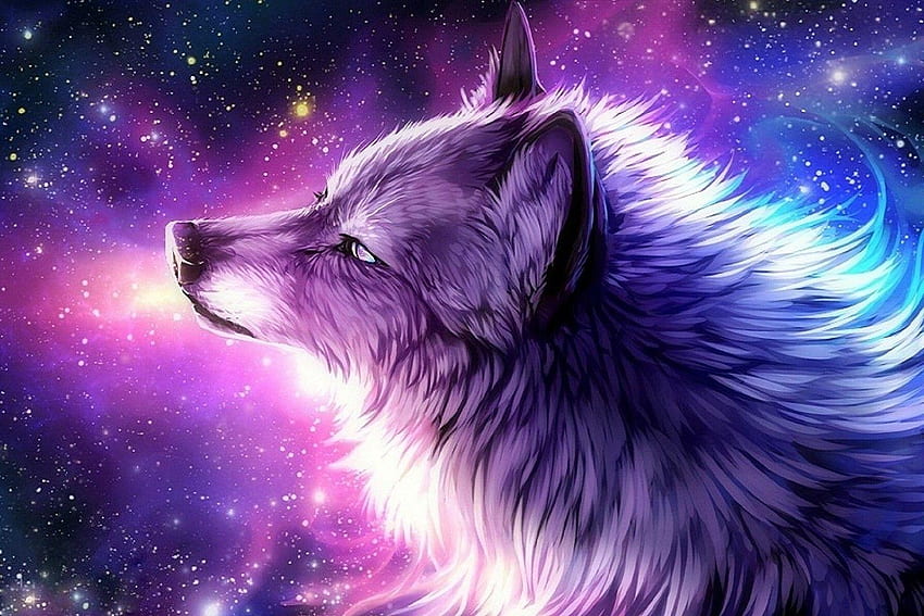 オオカミ銀河、かわいい描かれたオオカミ 高画質の壁紙