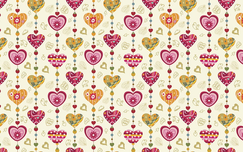 Hearts, wall, CG, color HD wallpaper