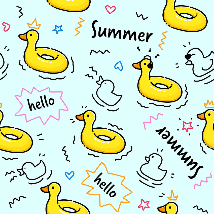Duck rubber ring pattern seamless in pastel color. Cute duck HD phone wallpaper