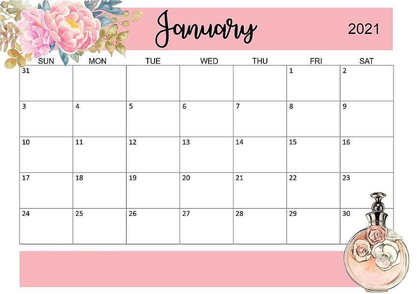 Cute January 2021 Calendar – Printable Editable Template HD wallpaper